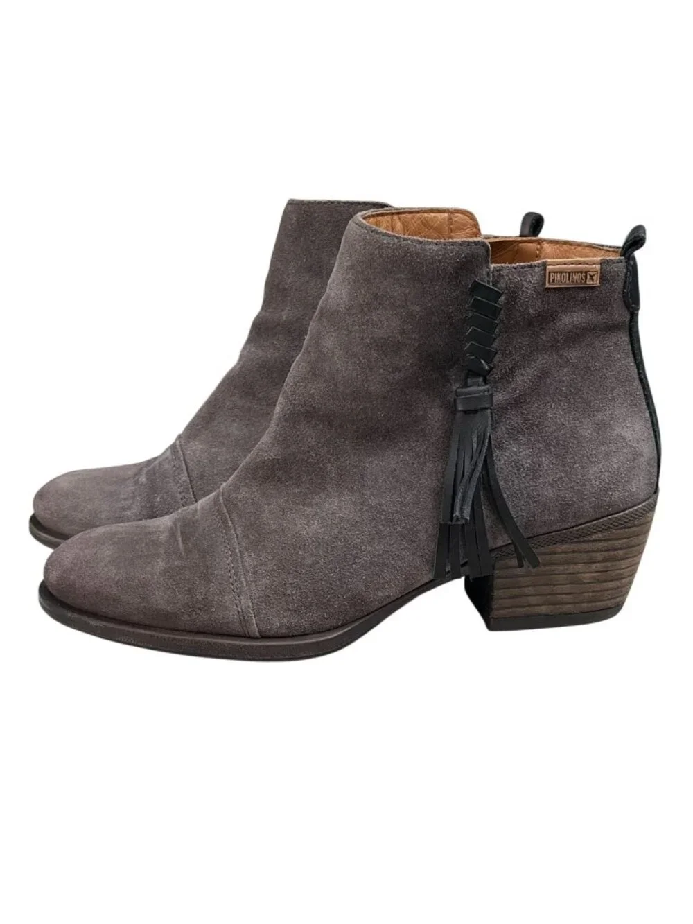 Pikolinos Baqueira Taupe Suede Comfort Tassle Ankle Booties EU 40 US 9-9.5